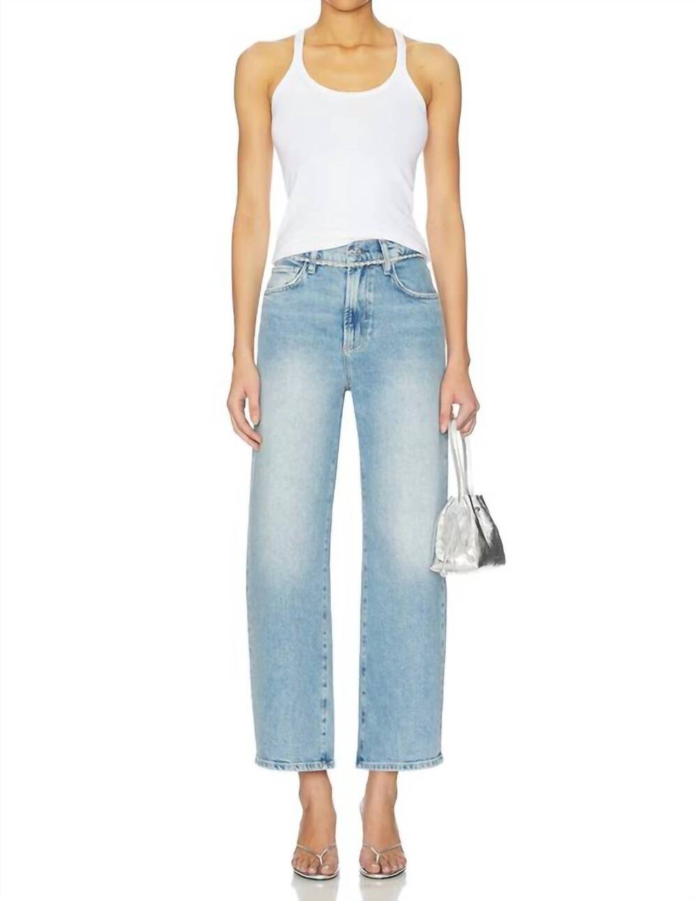 NEW PAIGE arellia ankle barrel leg jeans in cosmic embellished